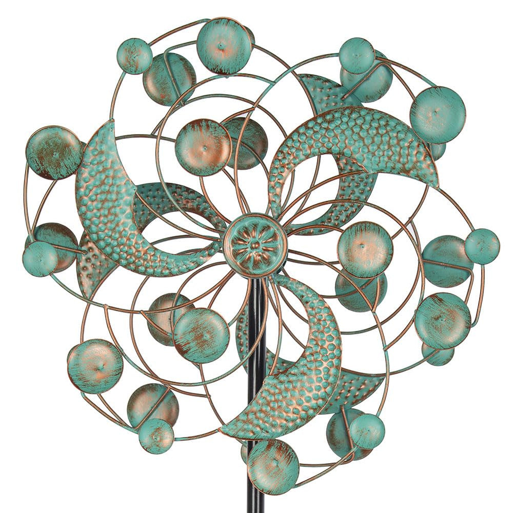 dreamysoul wind spinner front view, green and copper
