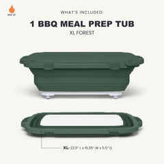 Drip EZ BBQ Prep Tub showing collapsible design