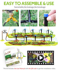 Drip irrigation tubing layout in a garden