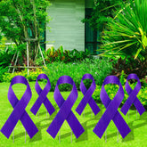 Drydiet 6 Pcs Purple Ribbon Awareness Yard Signs with Metal Stakes
