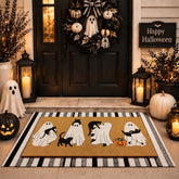 Drydiet Halloween door mat set featuring playful ghosts and black cats