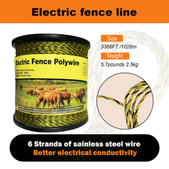 DSZBESTER Electric Fence Polywire close-up of stainless steel strands