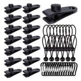 Dualshine Tarp Clips Heavy Duty Lock Grip Set, 45 pieces, black