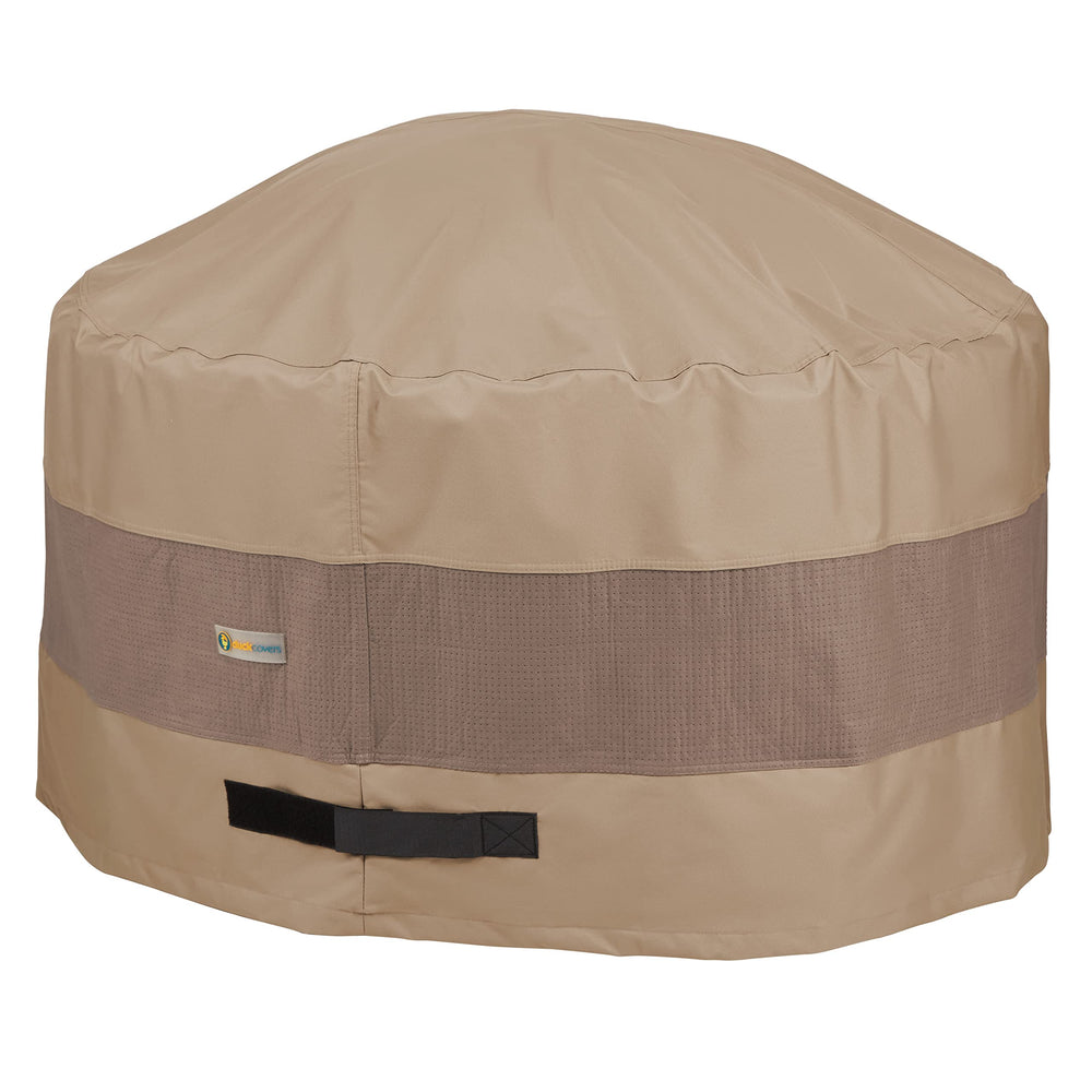 Duck Covers Elegant Waterproof 34 Inch Round Fire Pit Cover in Swiss Coffee