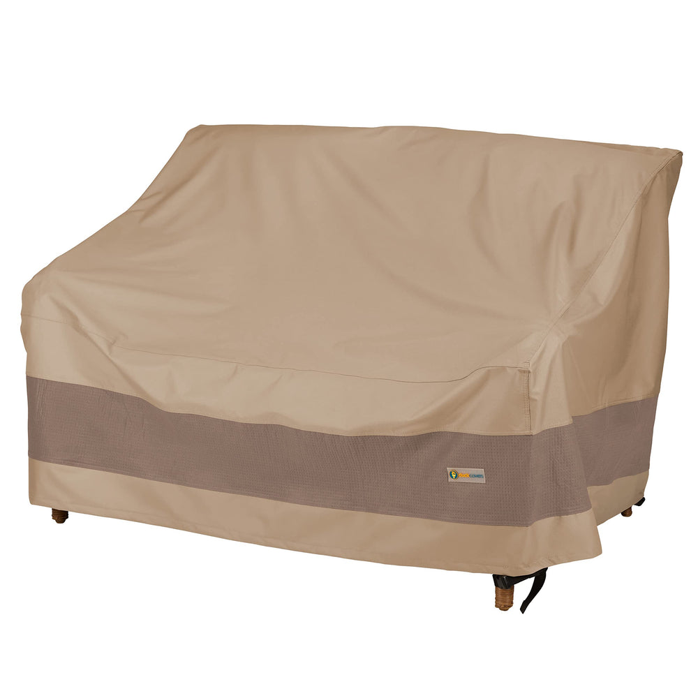 Duck Covers Elegant Waterproof Loveseat Cover front view in Swiss Coffee