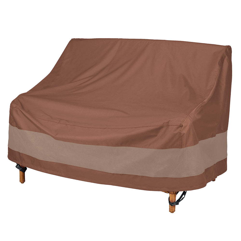 Duck Covers Ultimate Patio Sofa Cover in mocha cappuccino front view