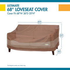 Duck Covers Ultimate Patio Sofa Cover on a patio loveseat