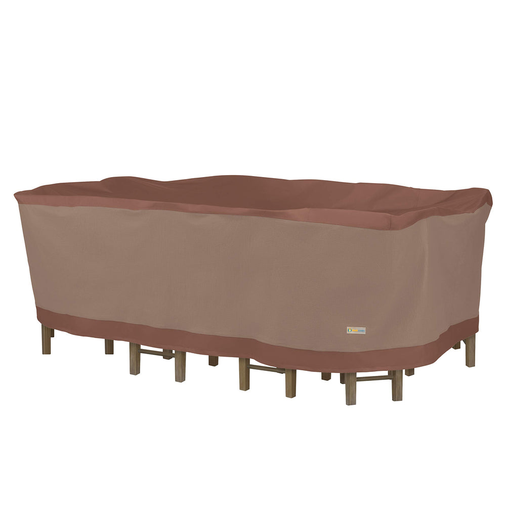 Duck Covers Ultimate Waterproof Patio Table and Chairs Cover in mocha cappuccino