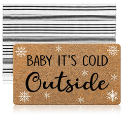 Duraaamo Baby It's Cold Outside doormat with coir texture