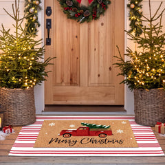Duraaamo Christmas doormat with tree truck pattern front view