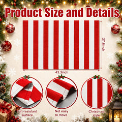 Duraaamo Christmas Red and White Striped Rug on porch