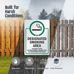 Durable aluminum material of SmartSign's Designated Smoking Area sign