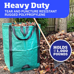 DURASACK Heavy Duty Home and Yard Bag, green, open with debris