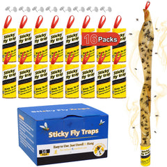 Dwcom Trap 16 Pack Fly Strips yellow paper with glue