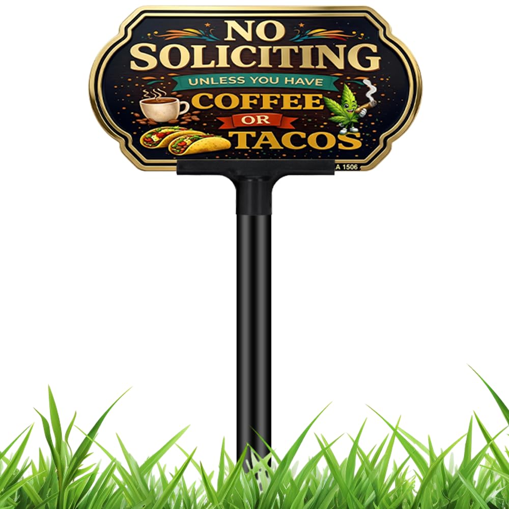 DXSIGN Funny Coffee No Soliciting Sign front view