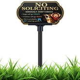 DXSIGN Funny No Soliciting Sign front view, 10 x 5 inches