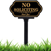 DXSIGN No Soliciting Yard Sign front view, 5x10 inch aluminum