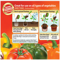 Dynamite Mater Magic Organic Tomato Fertilizer in a garden setting