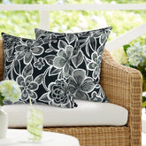 DYTXIII 18" x 18" Outdoor Waterproof Pillow Cover, Flower Black front view