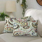 DYTXIII Pack of 2 Outdoor Lumbar Pillows in Paisley Lightcyan front view