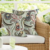 DYTXIII Pack of 2 Outdoor Pillows in Paisley Lightcyan front view