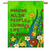 DZGlobal 28x40 garden flag featuring peace design front view