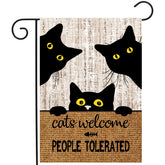 DZGlobal Black Cat Garden Flag front view with vibrant colours