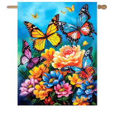 DZGlobal Butterfly Garden Flag front view with vibrant colours
