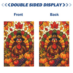 DZGlobal Thanksgiving Garden Flag displayed on a porch