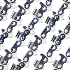 E & S chainsaw chain showing hardened chrome rivets