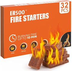 E500 Fire Starter Sticks pack front view with 32 cubes