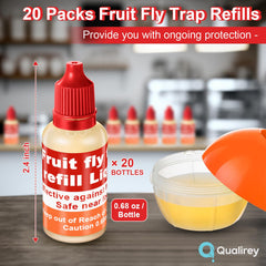 Each bottle of Qualirey Fruit Fly Trap Refill Liquid 0.68oz