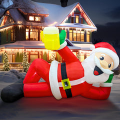 EAONE 12FT Inflatable Santa Claus lying with beer in hand
