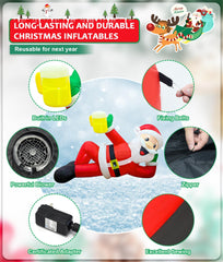 EAONE Inflatable Santa with ground nails and ropes