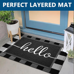 EARTHALL Hello Doormat showing non-slip rubber backing