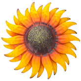 EASICUTI Sunflower Metal Wall Art front view, bright yellow finish
