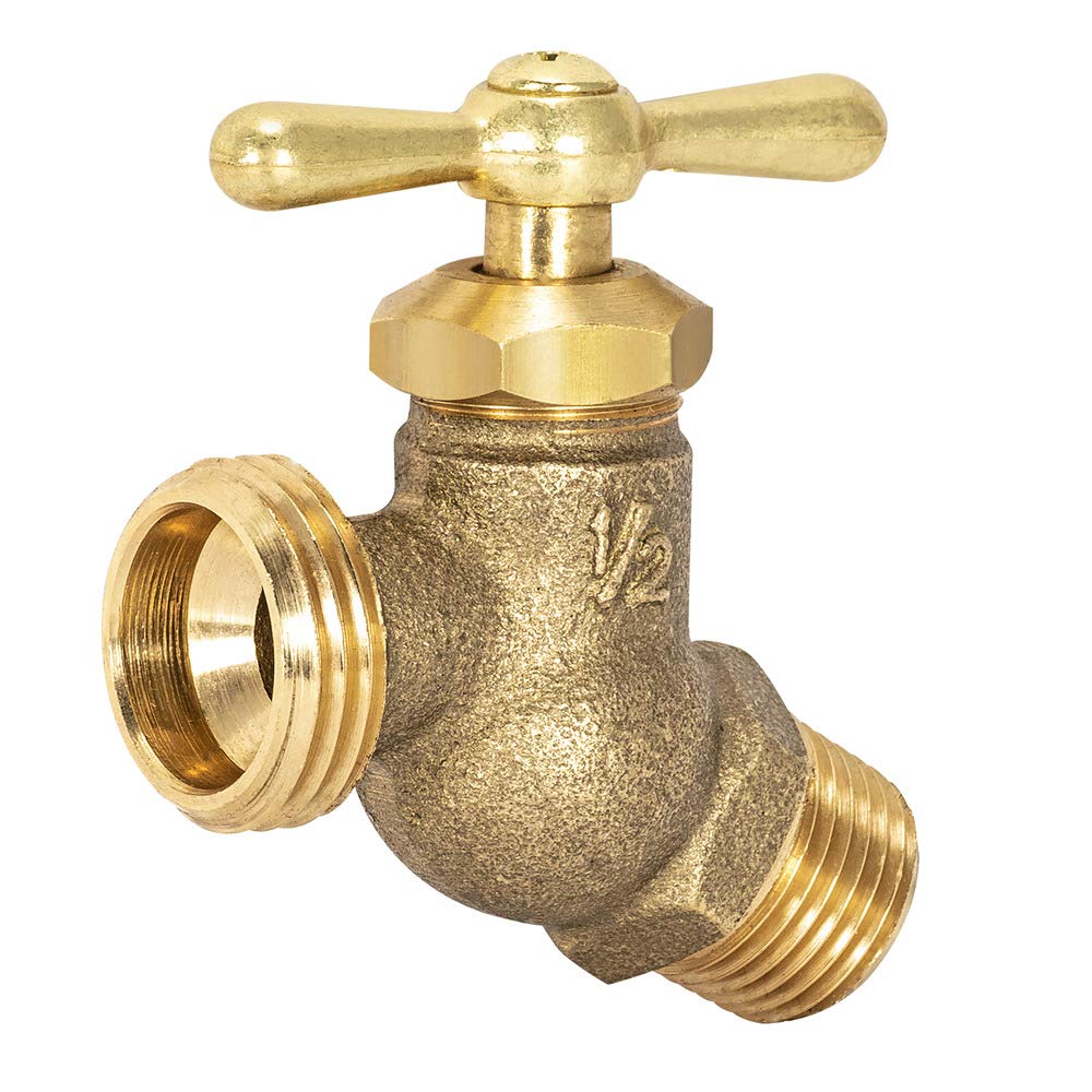 Eastman Male No-Kink Hose Bibb front view with brass finish