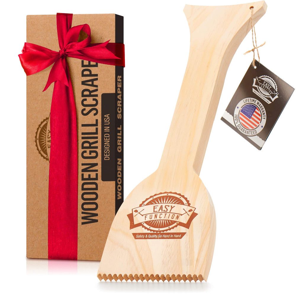 EASY FUNCTION Wood Grill Scraper 15-inch front view