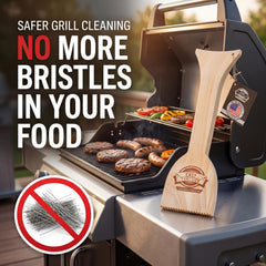 EASY FUNCTION Wood Grill Scraper on grill grates