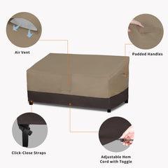 Easy-Going loveseat cover secured with click-close straps