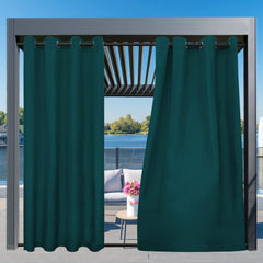 Easy-Going Outdoor Curtain 54x108 inch hanging in patio