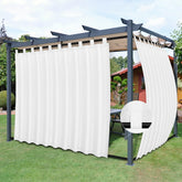 Easy-Going Outdoor Patio Curtains in white, front view