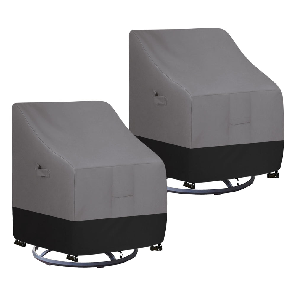 Easy-Going outdoor swivel chair cover gray and black, front view