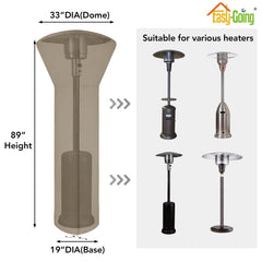 Easy-Going Patio Heater Cover side view with full-length zipper