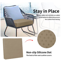 Easy-Going waterproof patio cushion cover camel colour zipper detail