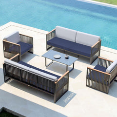 Easy-Going Waterproof Patio Cushion Cover Navy zipper detail