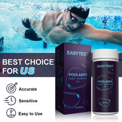 EASYTEST Pool Test Strips being tested in water