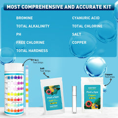 EASYTEST pool test strips displayed on a poolside