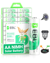 EBL 1100mAh Solar AA Batteries pack front view