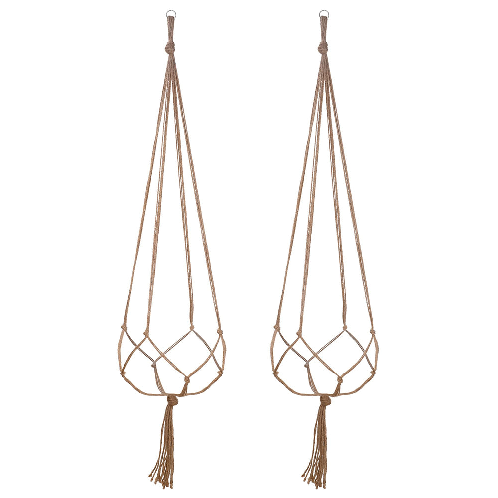 EBOOT 48 Inch Macrame Plant Hanger front view, linen color